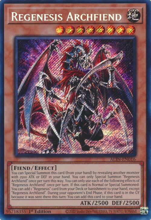 Regenesis Archfiend - ALIN-EN016 -  Secret Rare - 1st Edition